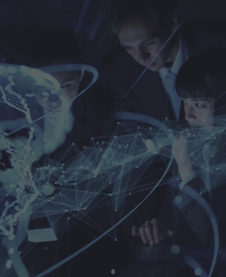 デジタル地球儀とネットワークを分析するチーム